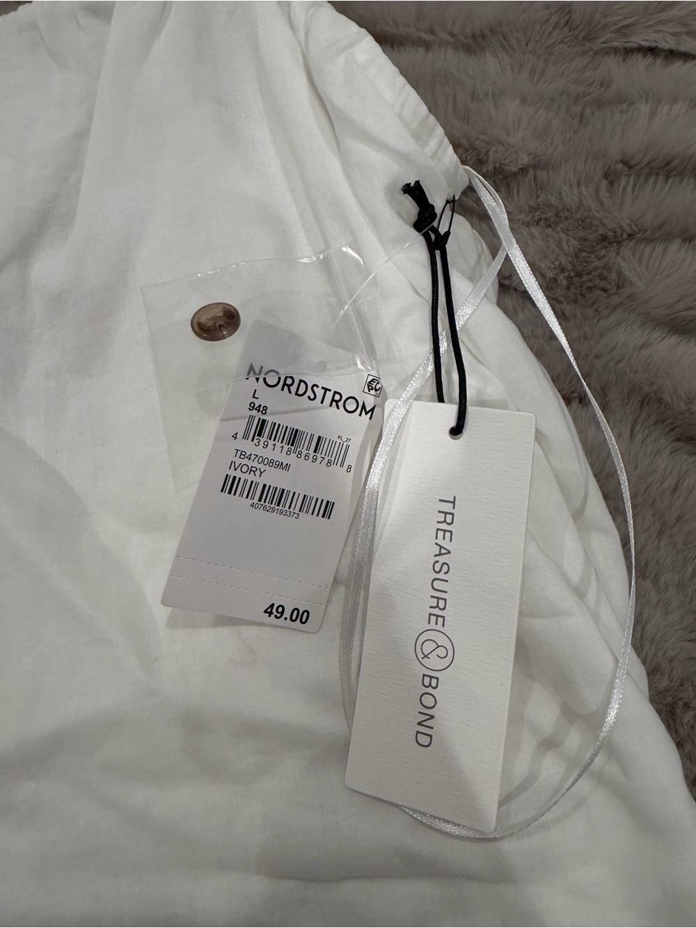 Nordstrom White Ruffle-Shoulder Button Front Tank - Picture 2 of 4